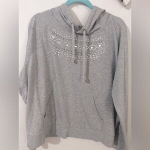 Grey hoodie with rhinestones